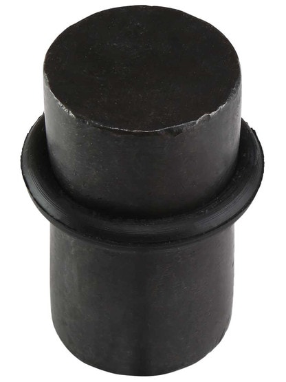 Solid Bronze Floor-Mount Cylindrical Door Stop with Rubber Bumper - 2 inch.
